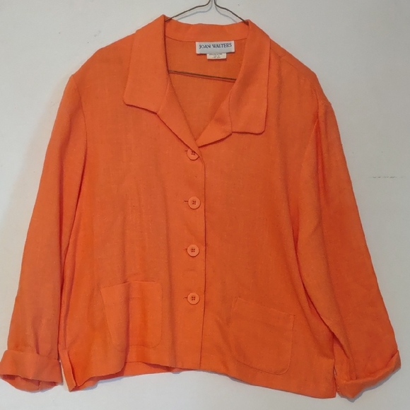 joan Walters Jackets & Blazers - Joan Walters Orange Button-Up Blazer Suit Jacket Blouse Size Extra Large XL